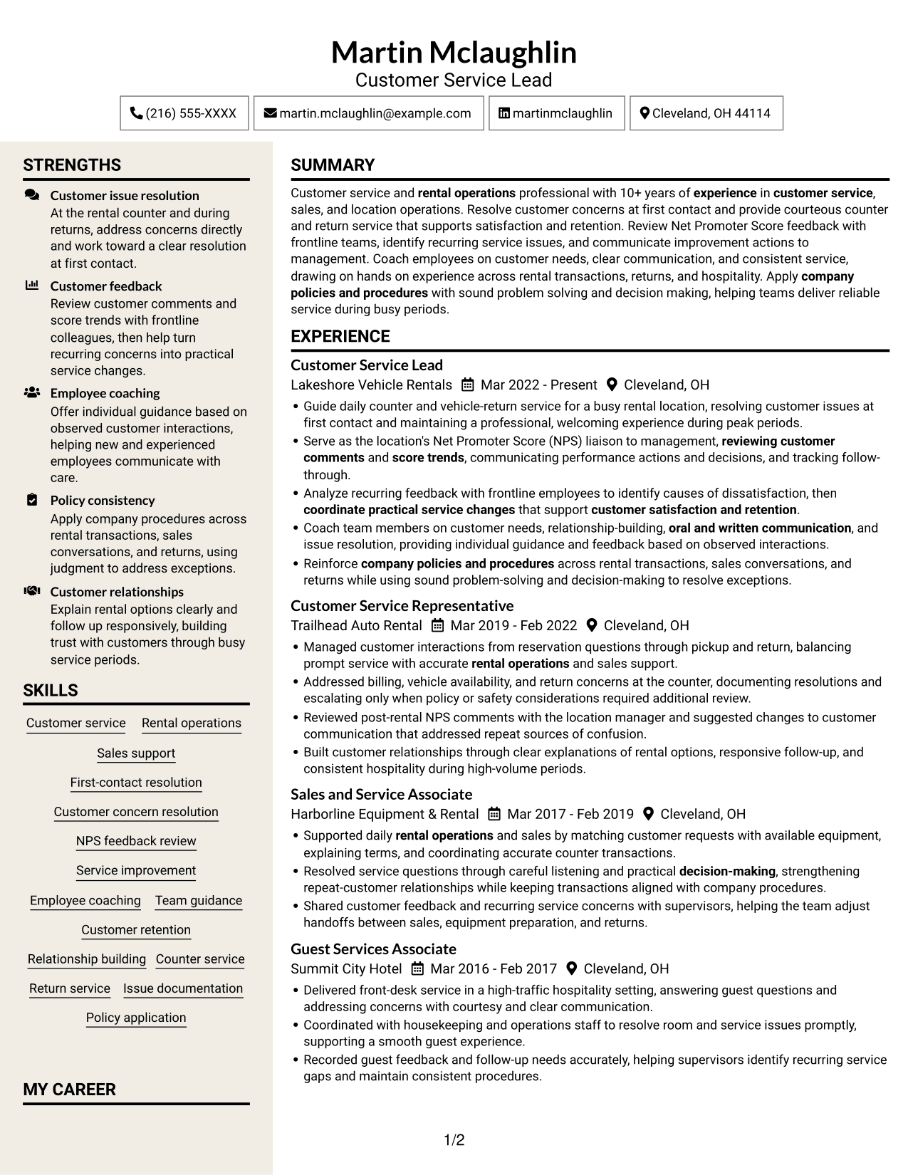 Resume example — page 1
