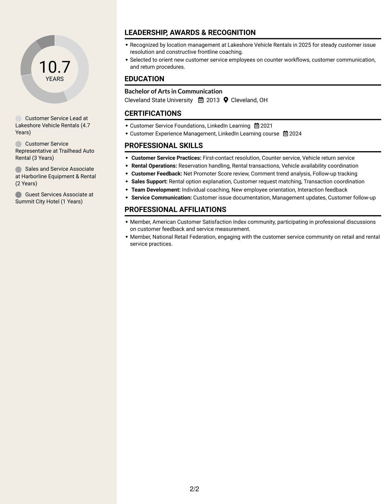 Resume example — page 2