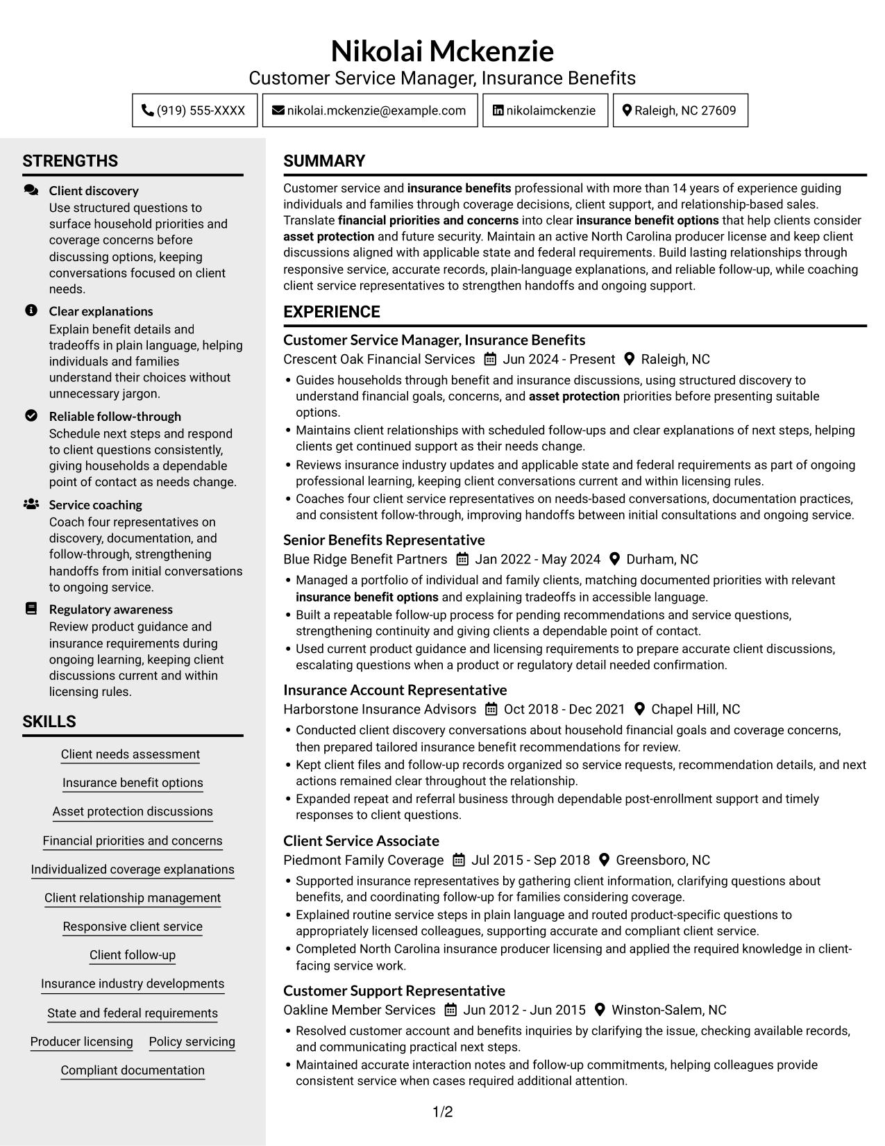 Resume example — page 1