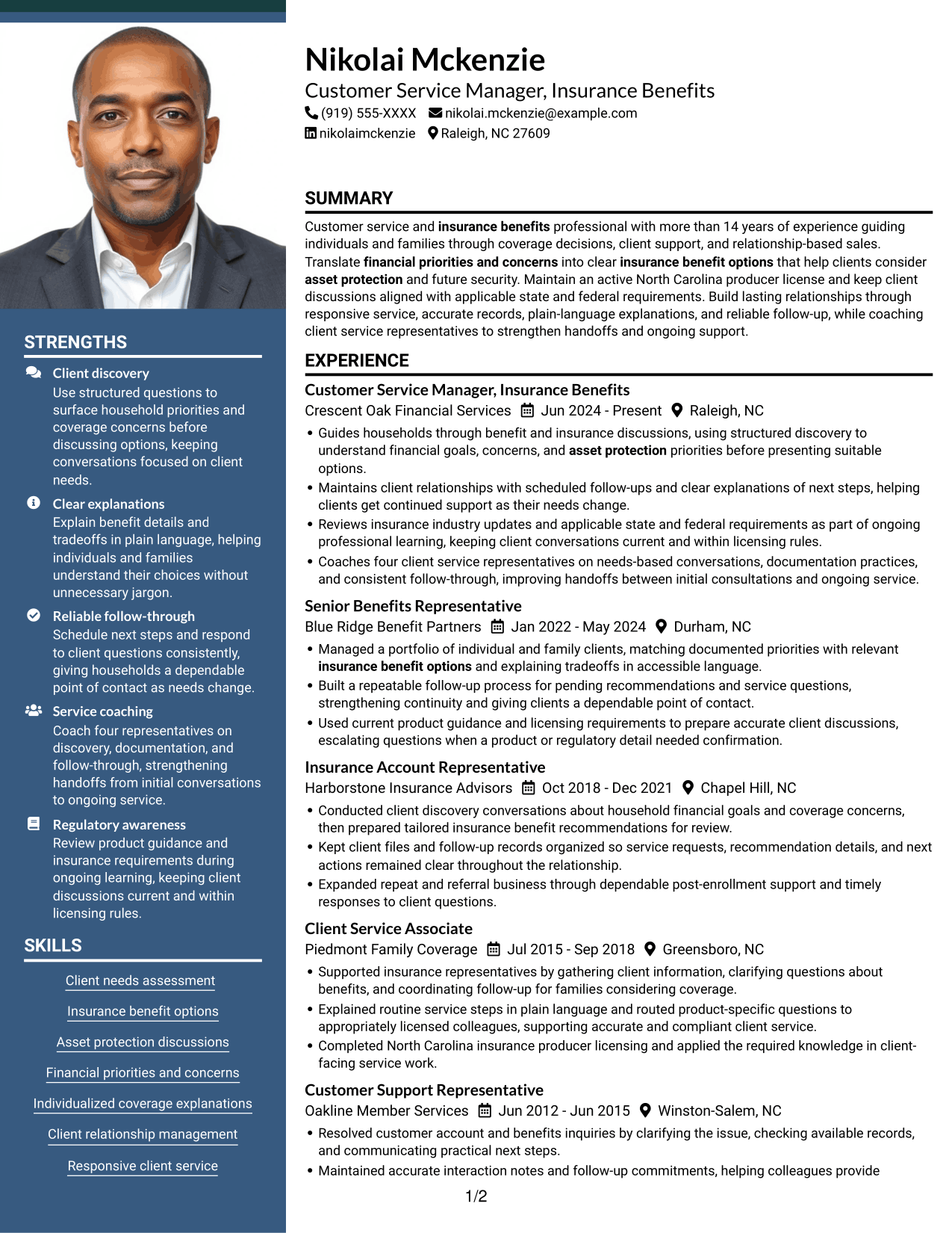 Resume example — page 1
