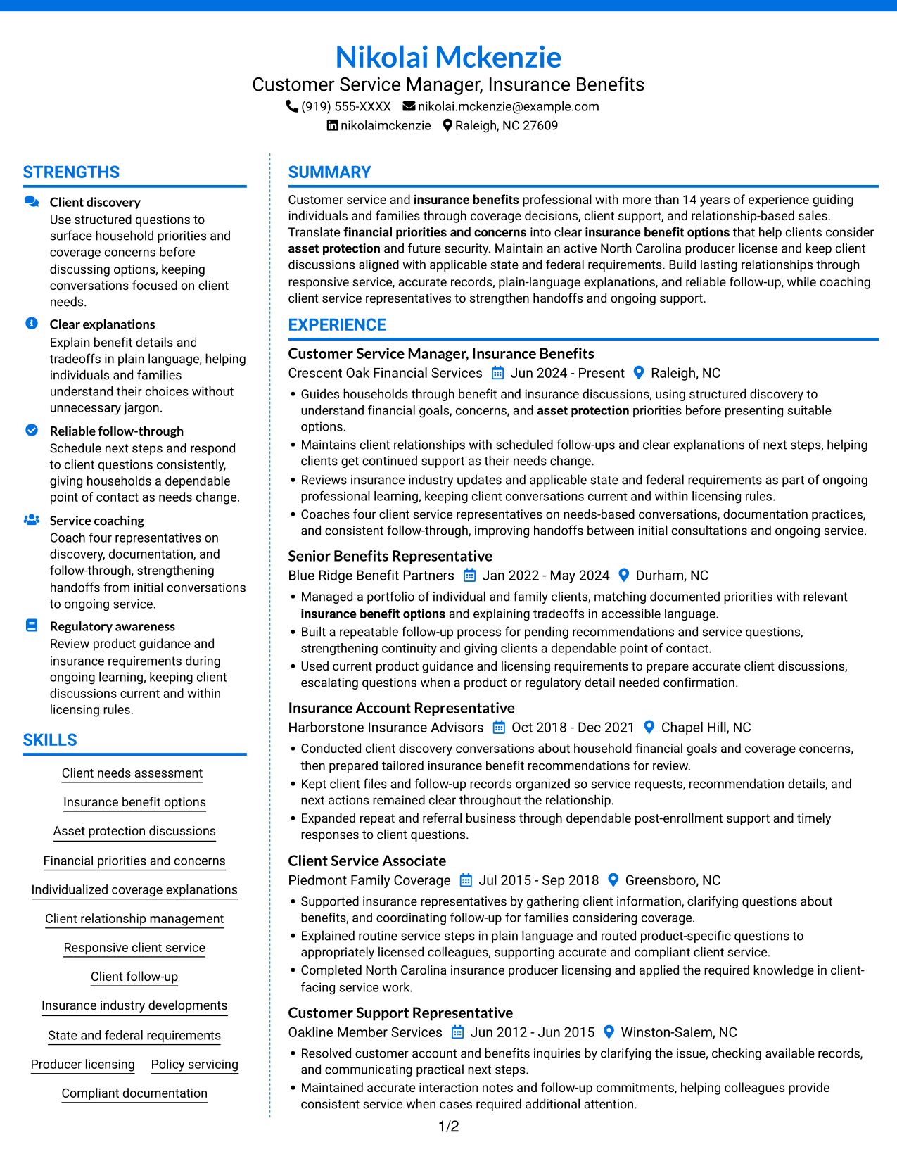 Resume example — page 1
