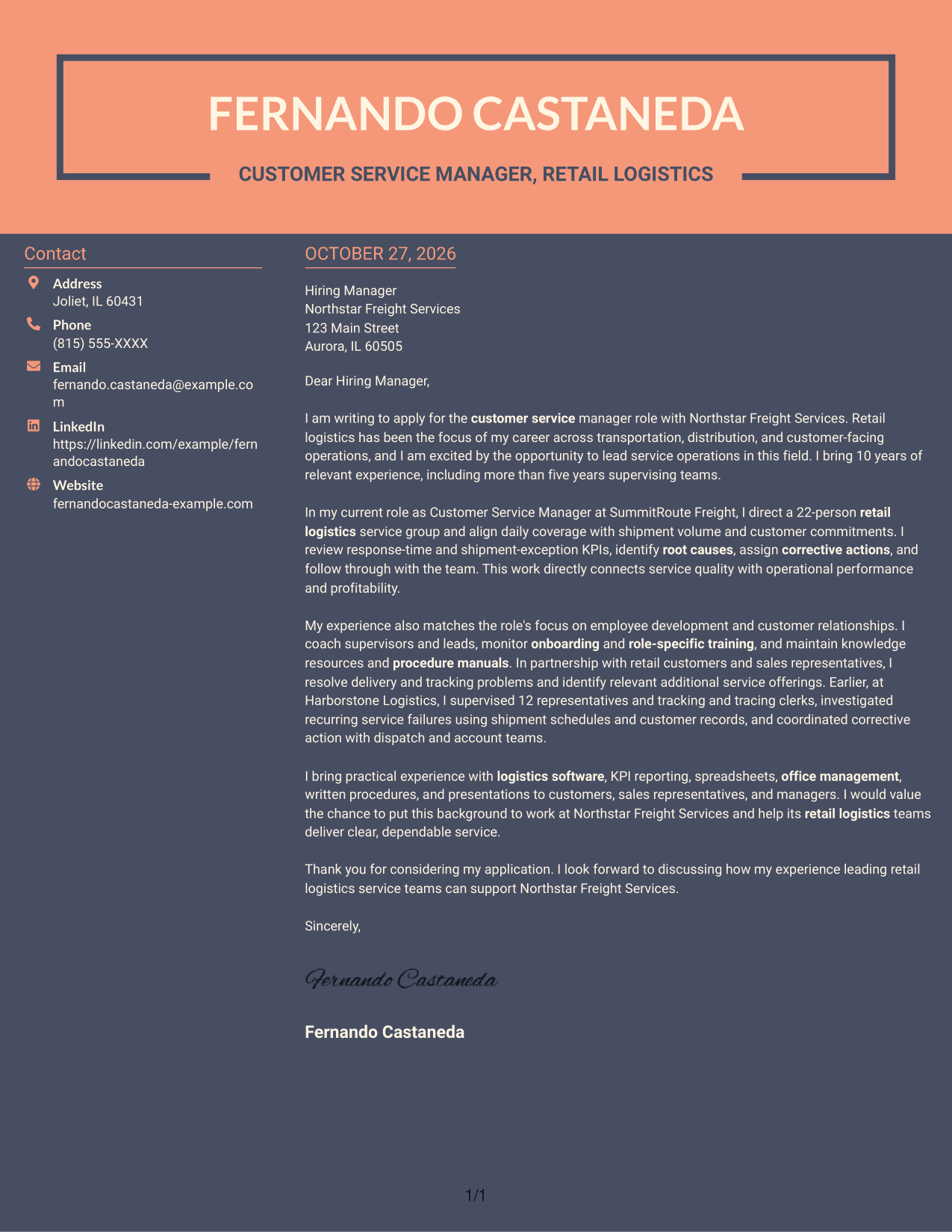 Cover letter example — page 1