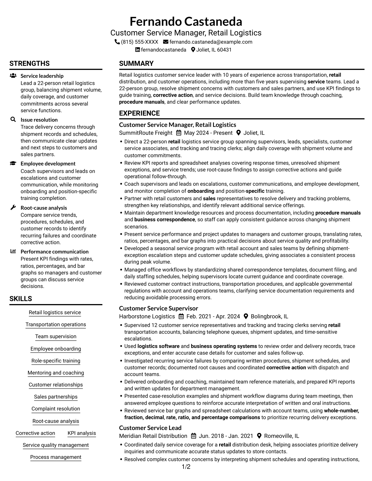 Resume example — page 1