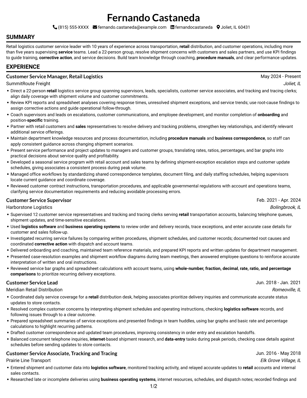 Resume example — page 1