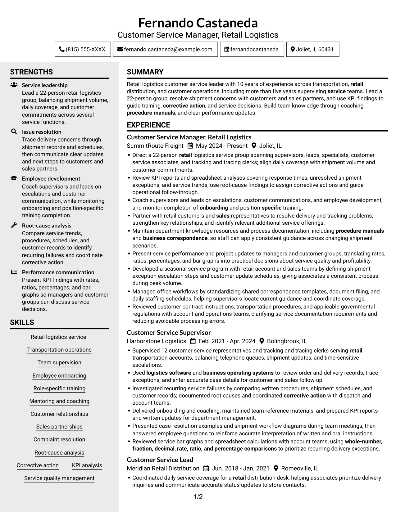 Resume example — page 1