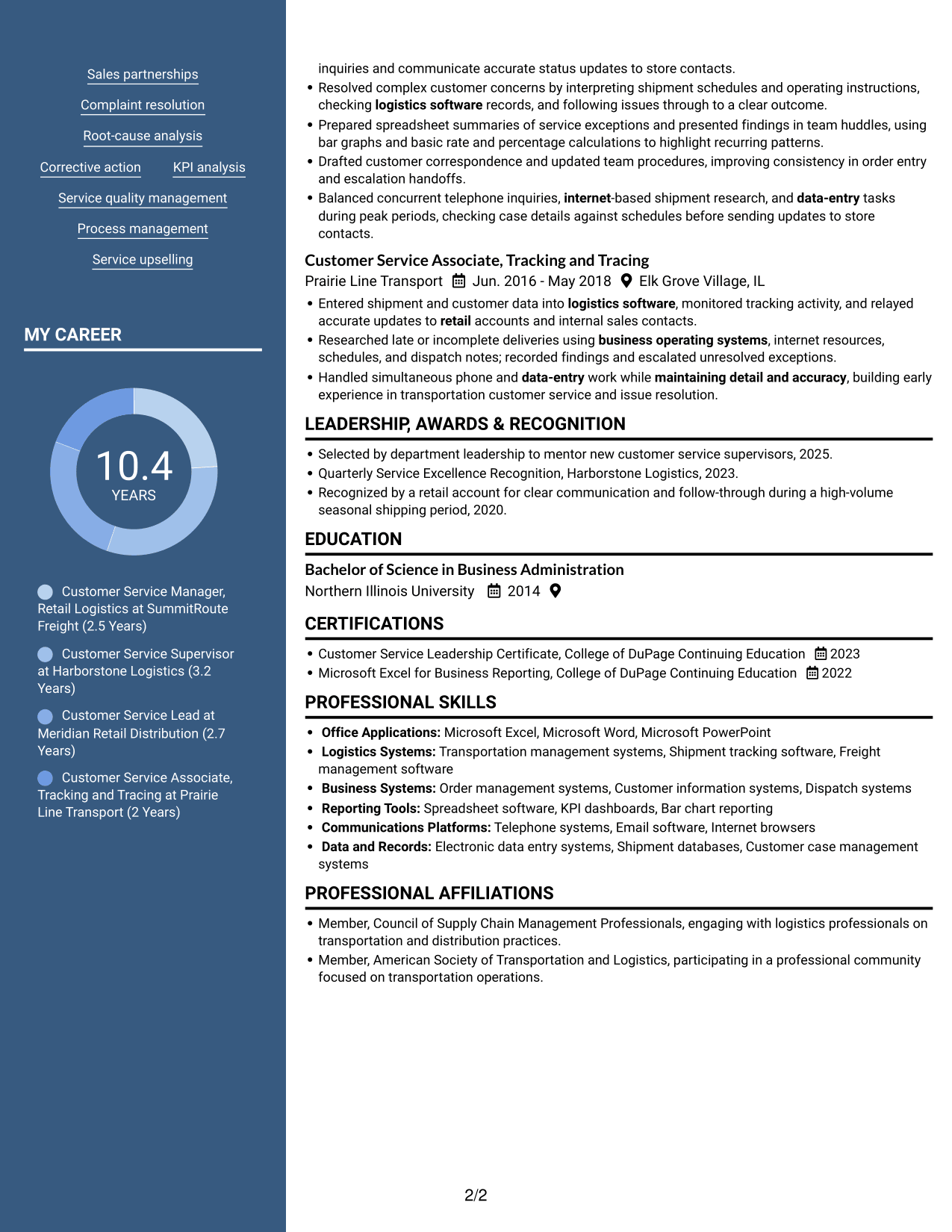 Resume example — page 2