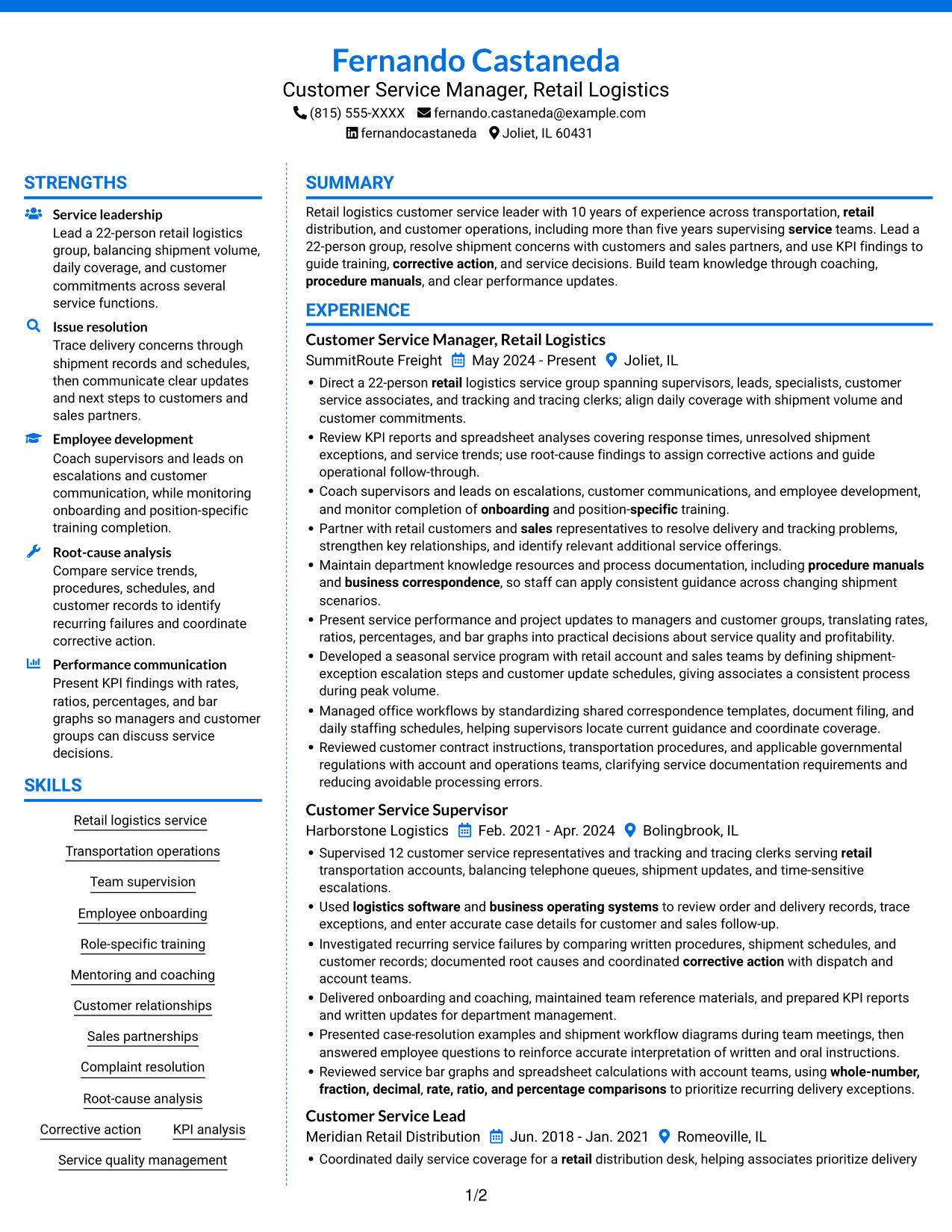 Resume example — page 1