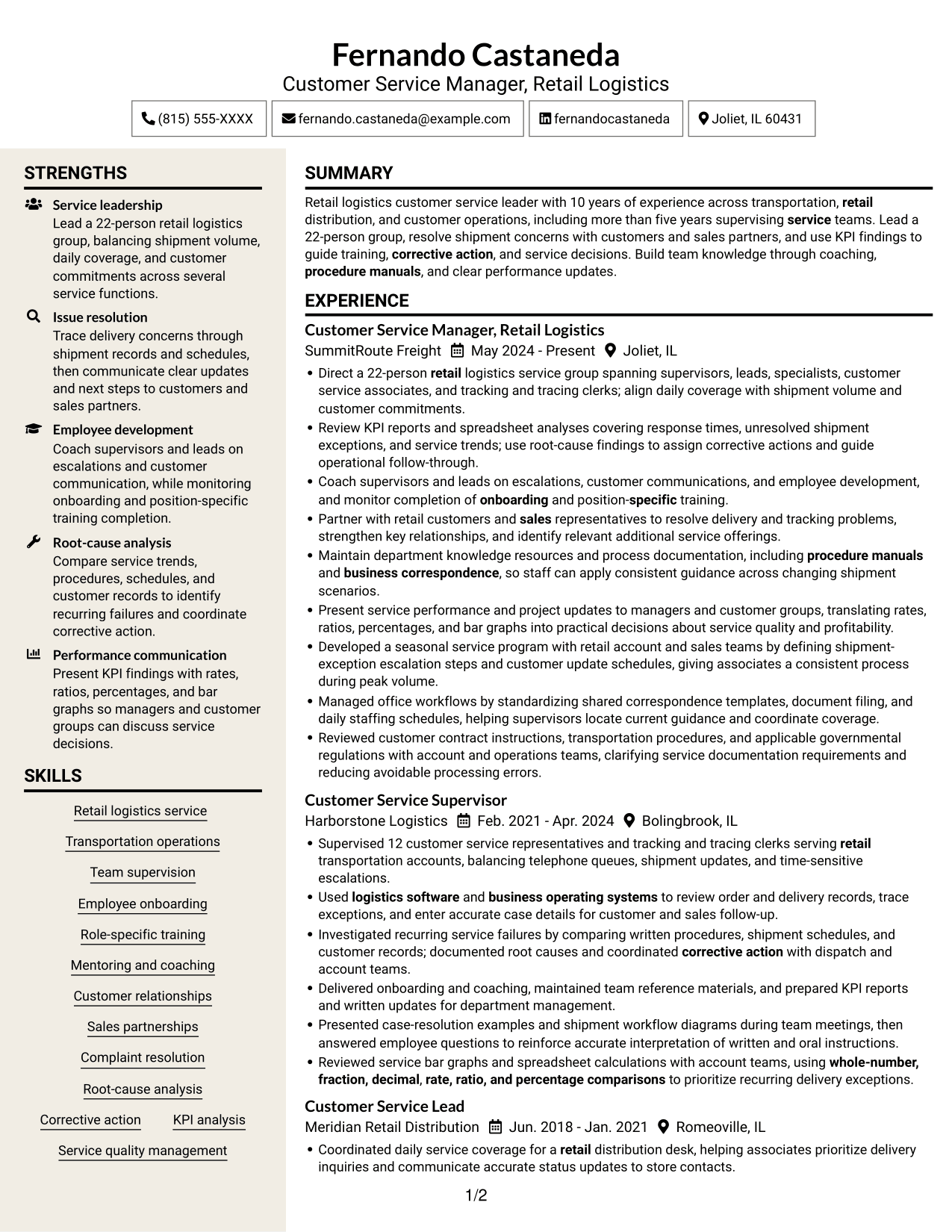 Resume example — page 1