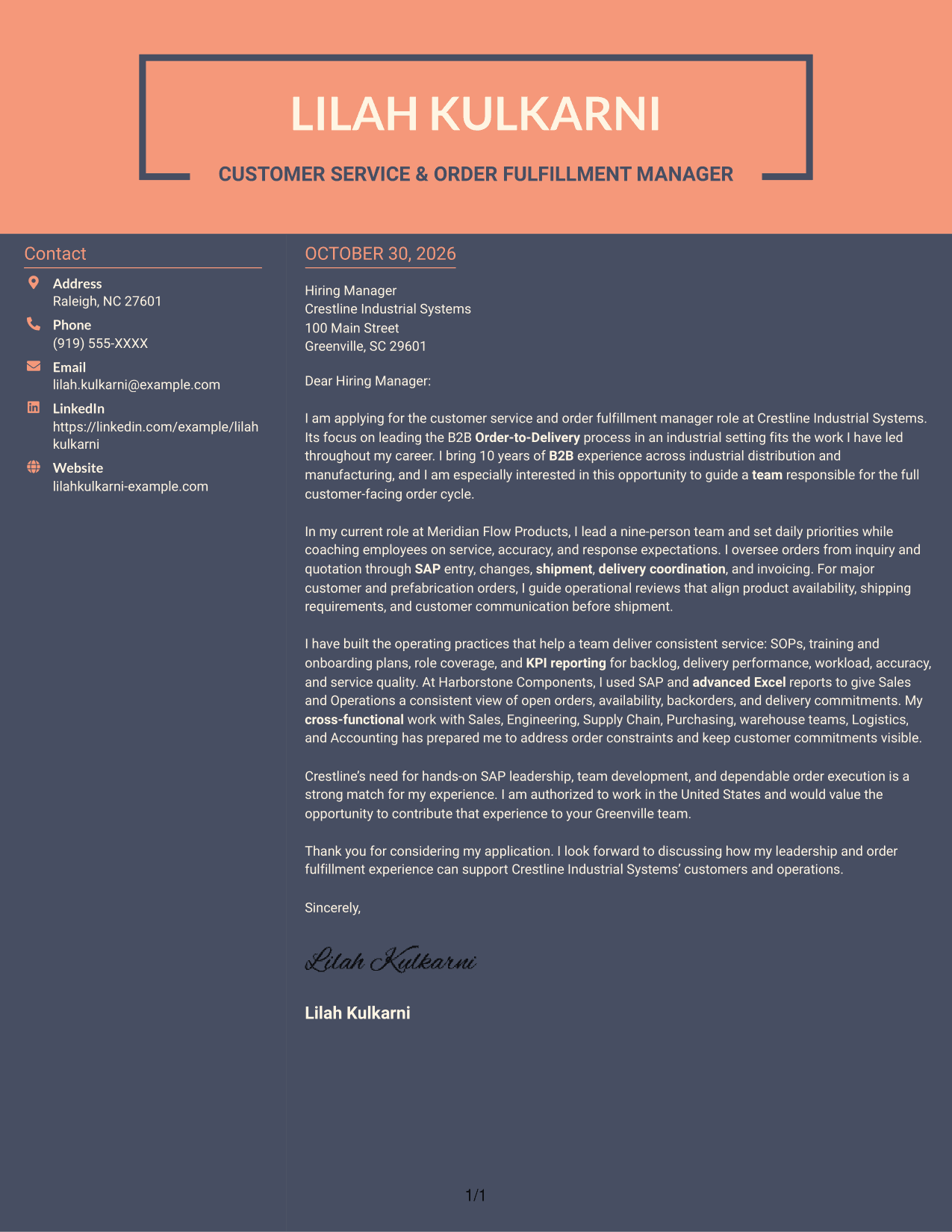 Cover letter example — page 1