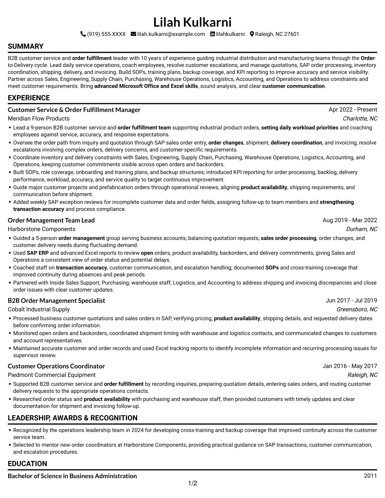Resume example — page 1