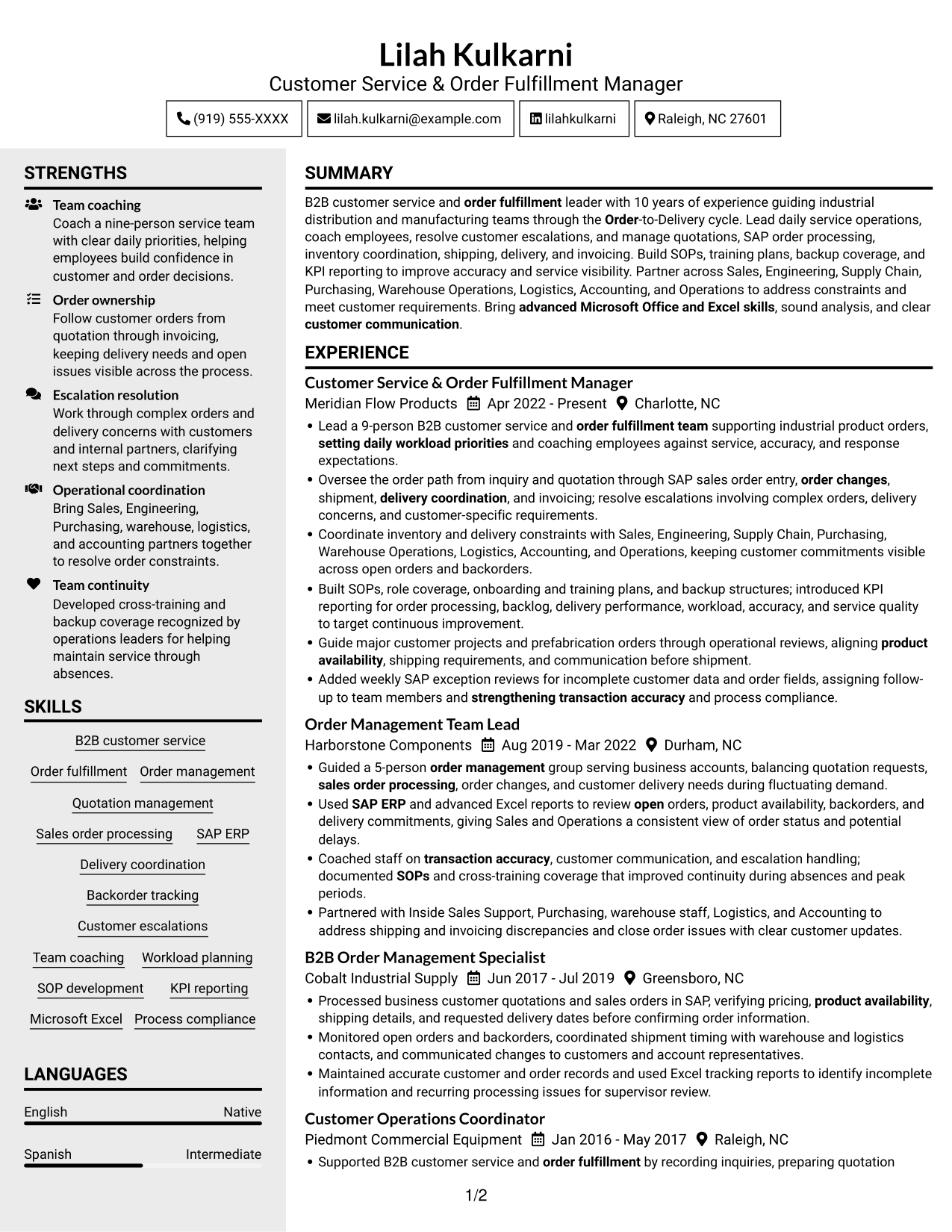 Resume example — page 1