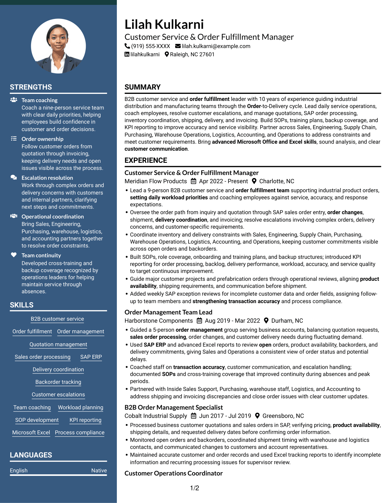 Resume example — page 1