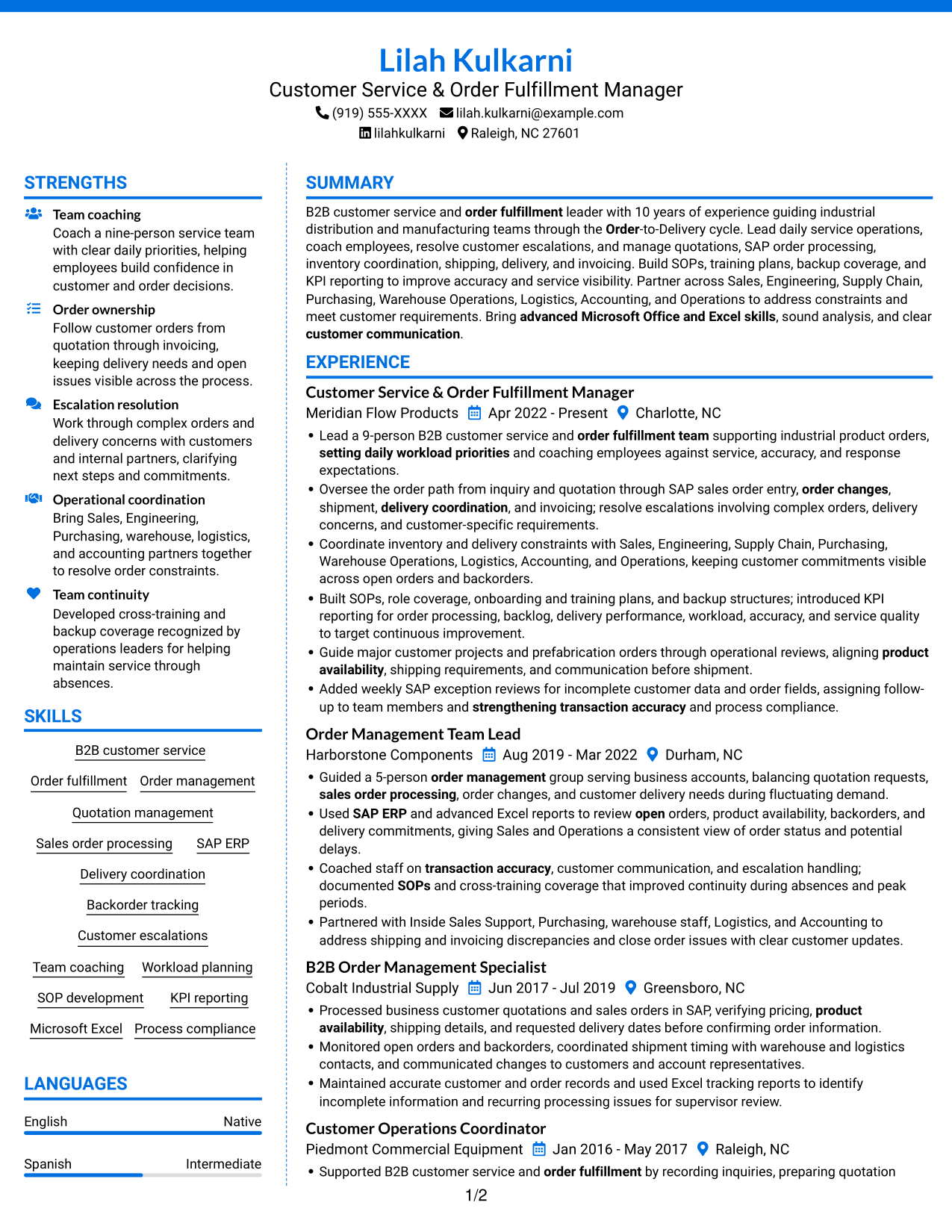 Resume example — page 1