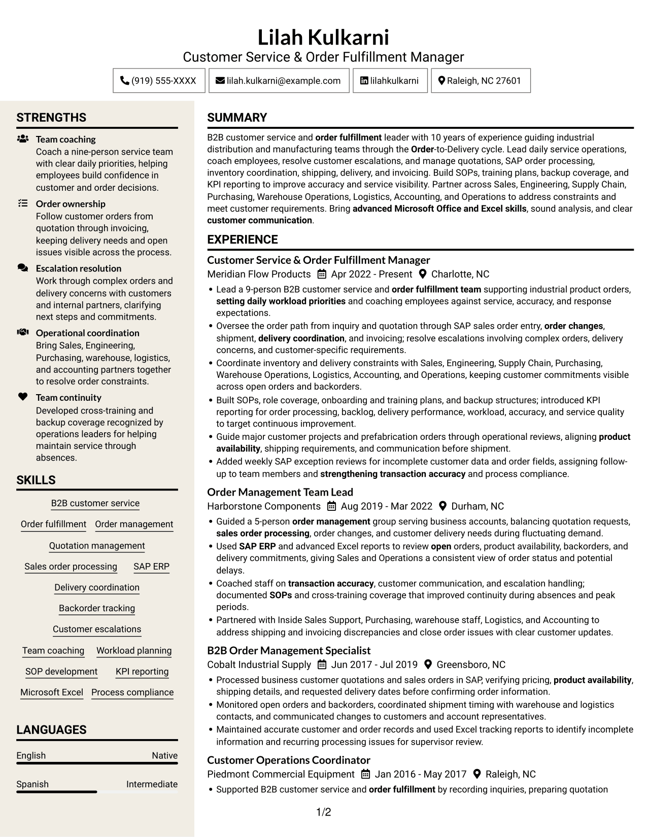Resume example — page 1