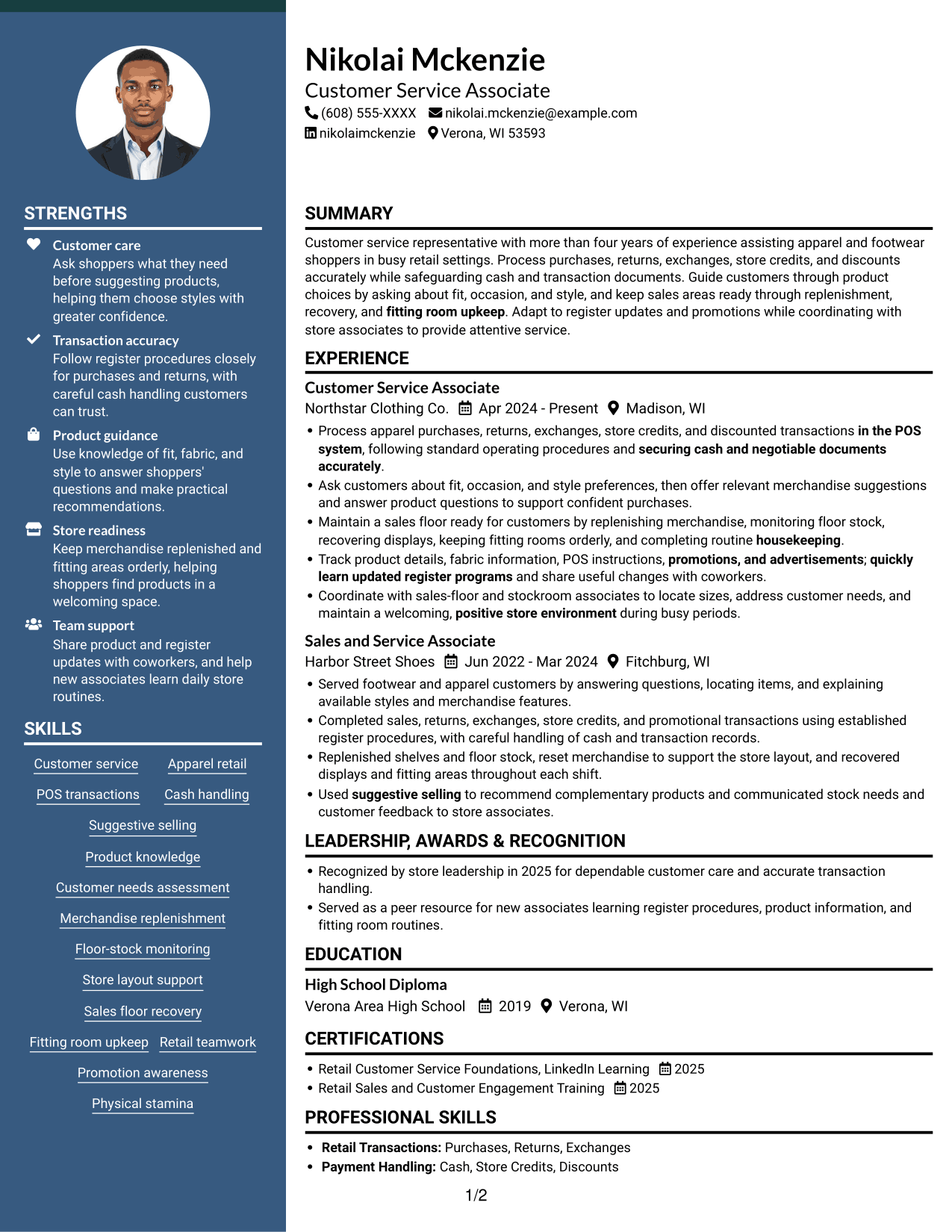 Resume example — page 1