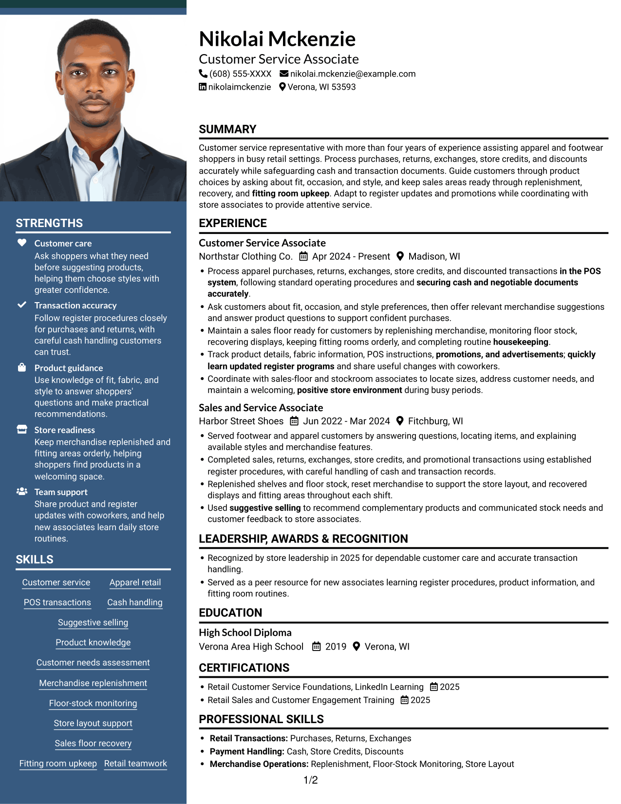 Resume example — page 1