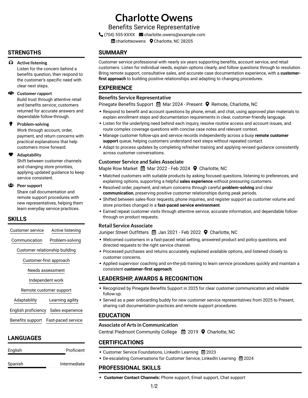 Resume example — page 1