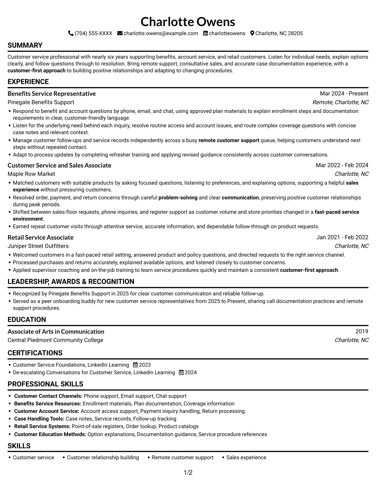 Resume example — page 1