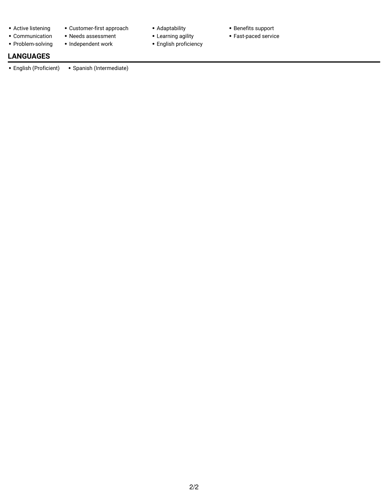 Resume example — page 2