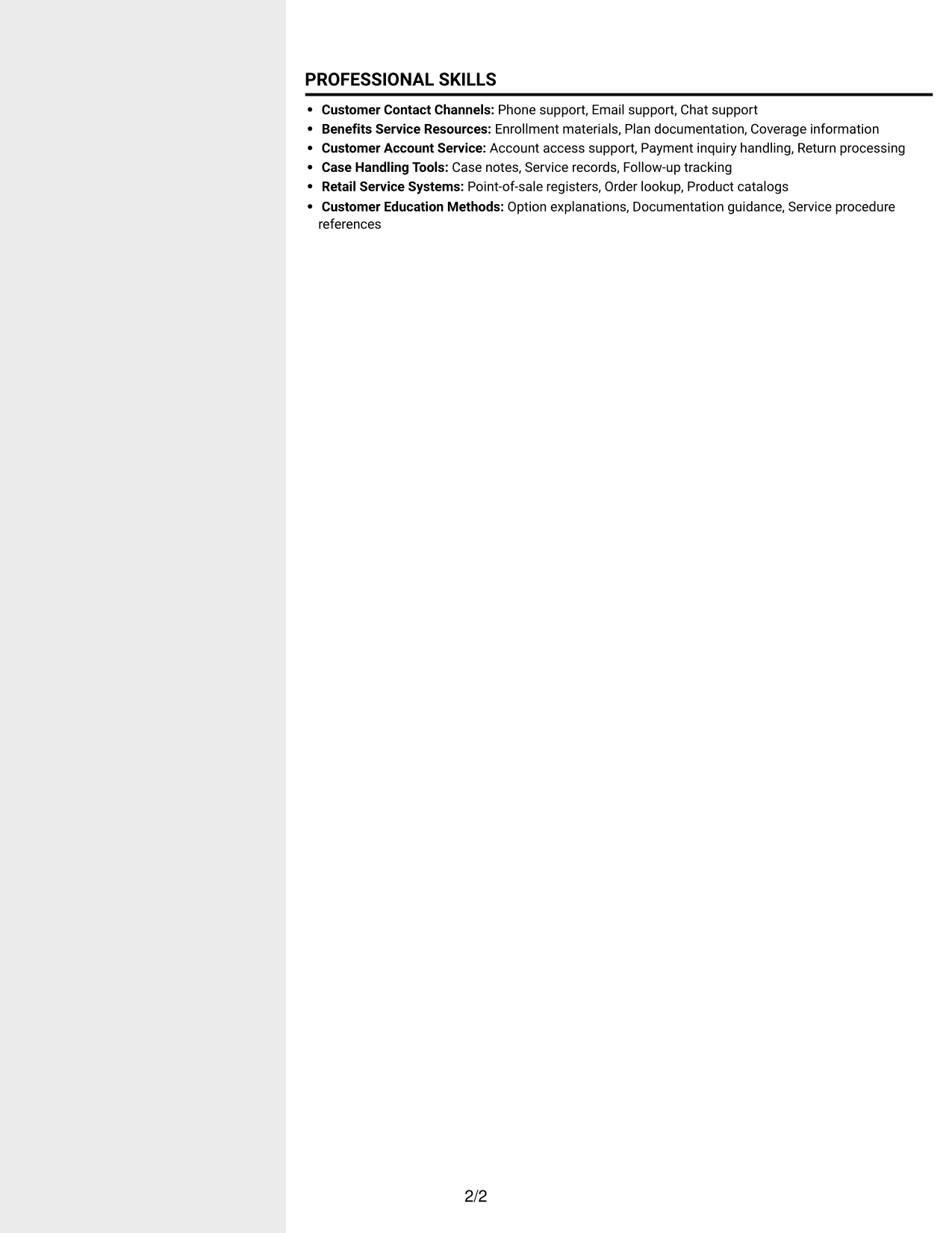 Resume example — page 2