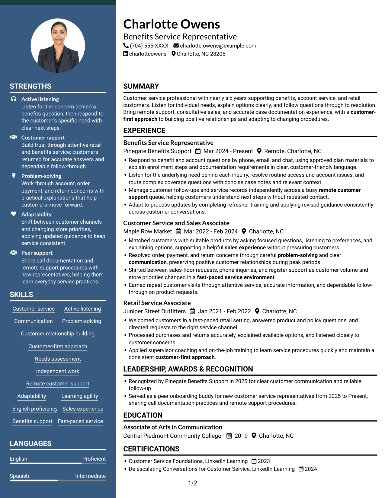 Resume example — page 1