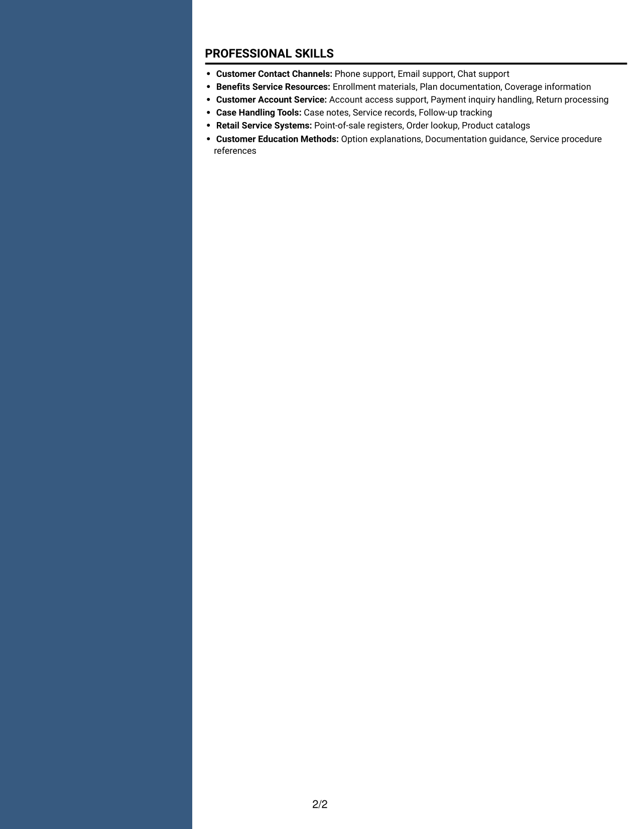 Resume example — page 2