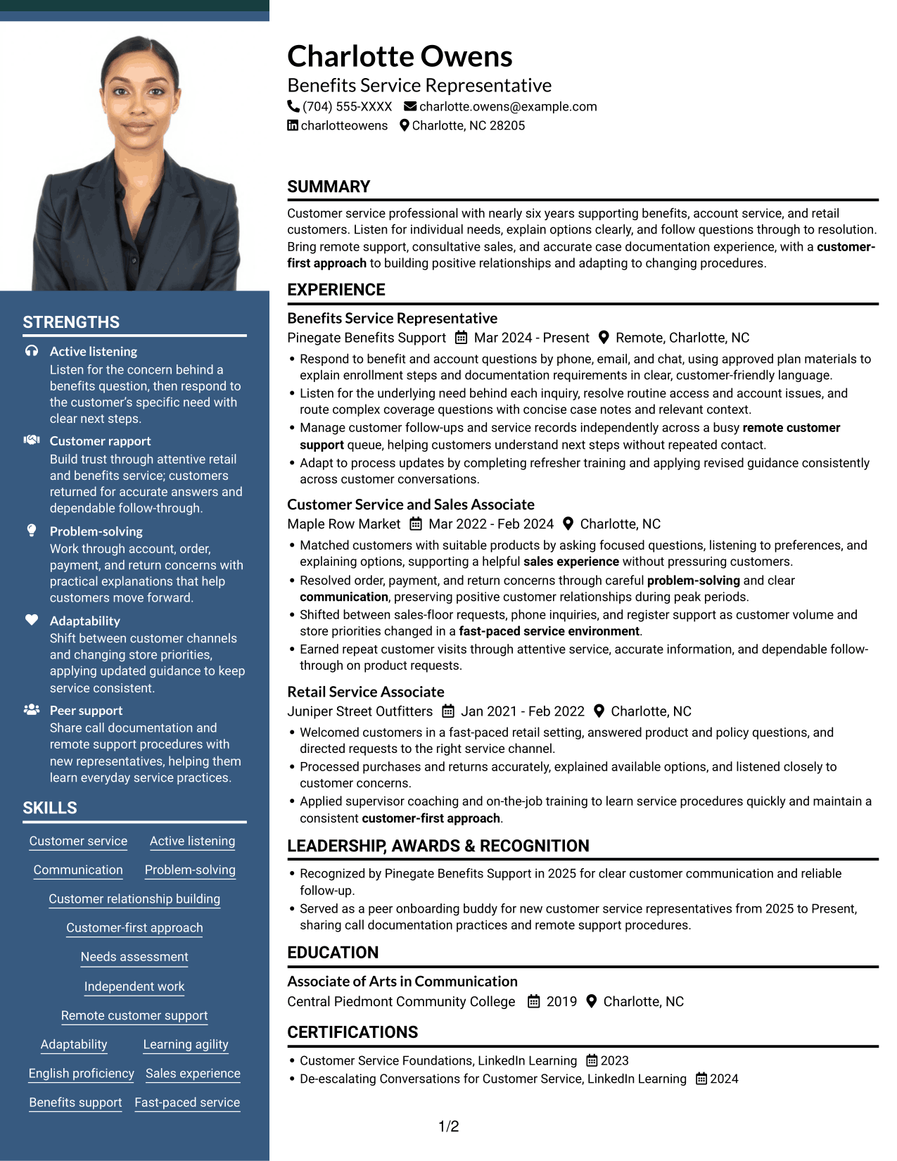 Resume example — page 1