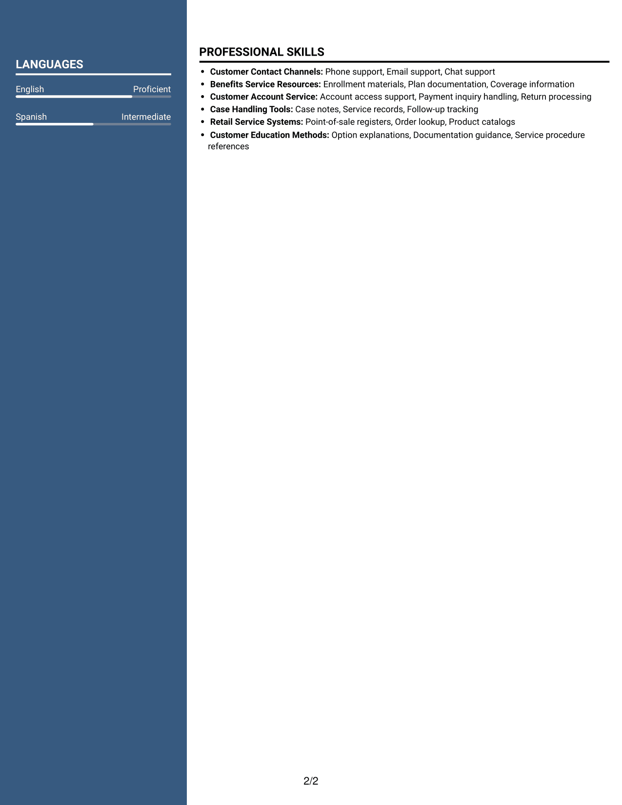 Resume example — page 2