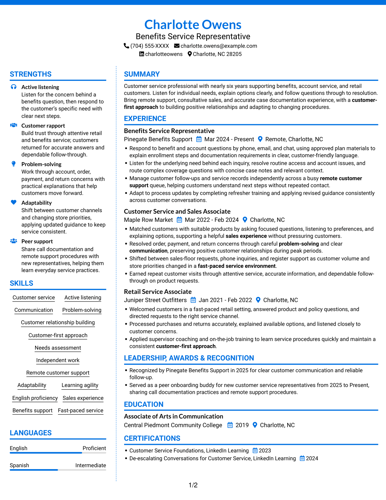 Resume example — page 1