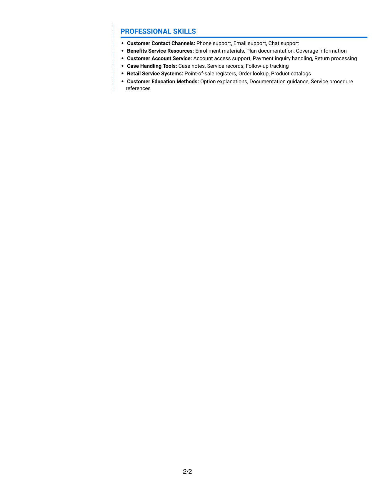 Resume example — page 2