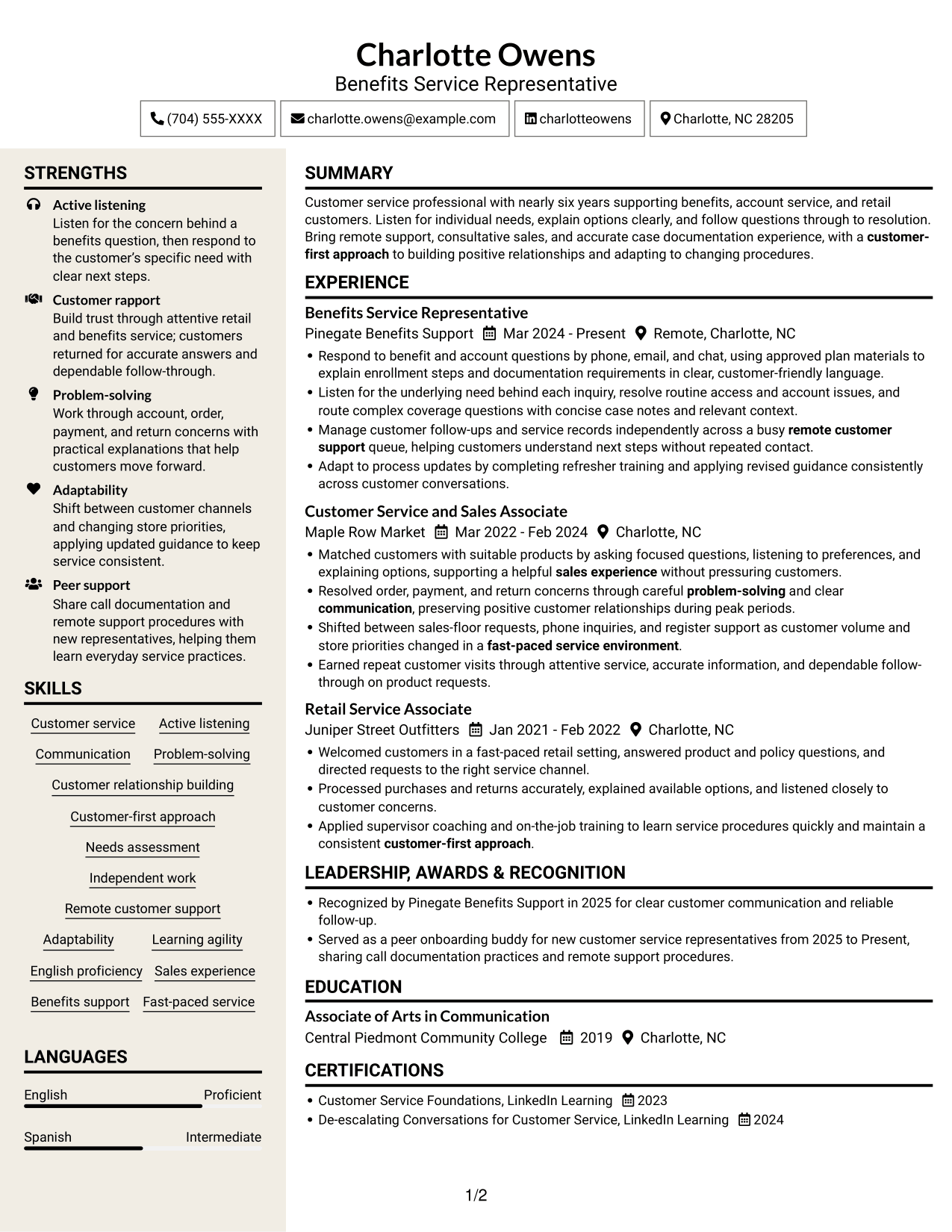 Resume example — page 1