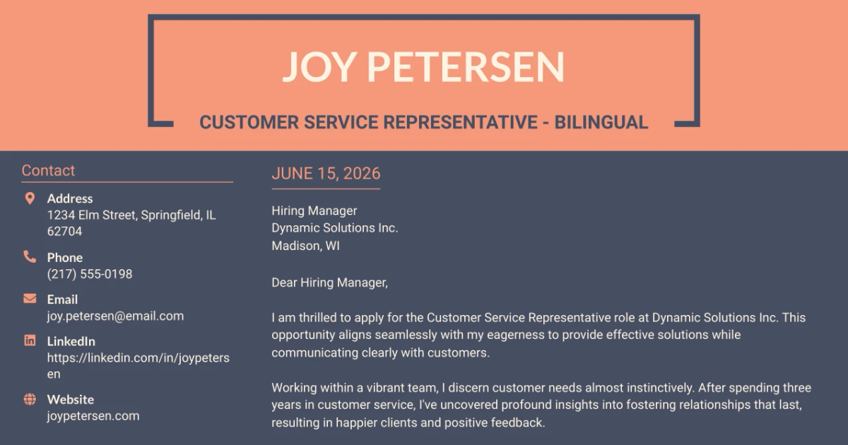 30+ Customer Service Representative - Bilingual Cover Letter Templates with Example 2026