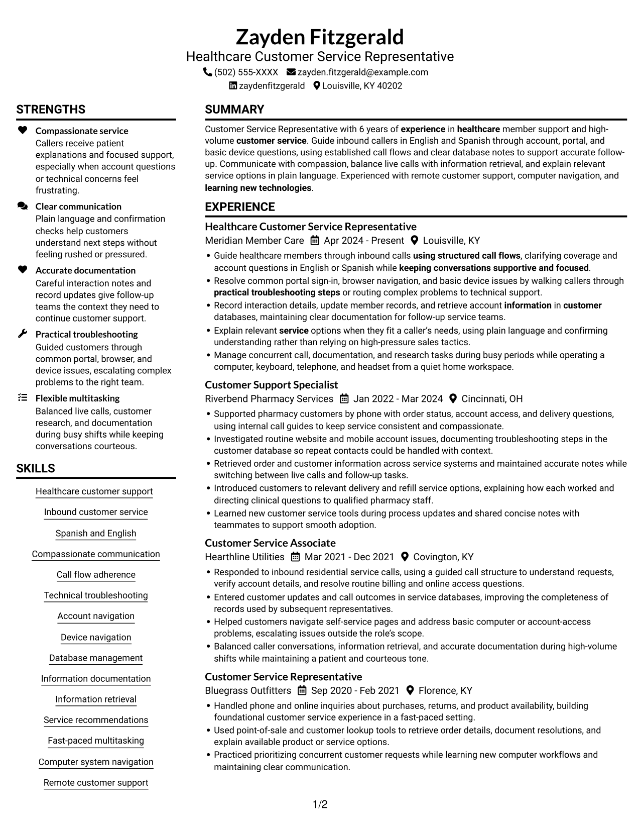 Resume example — page 1