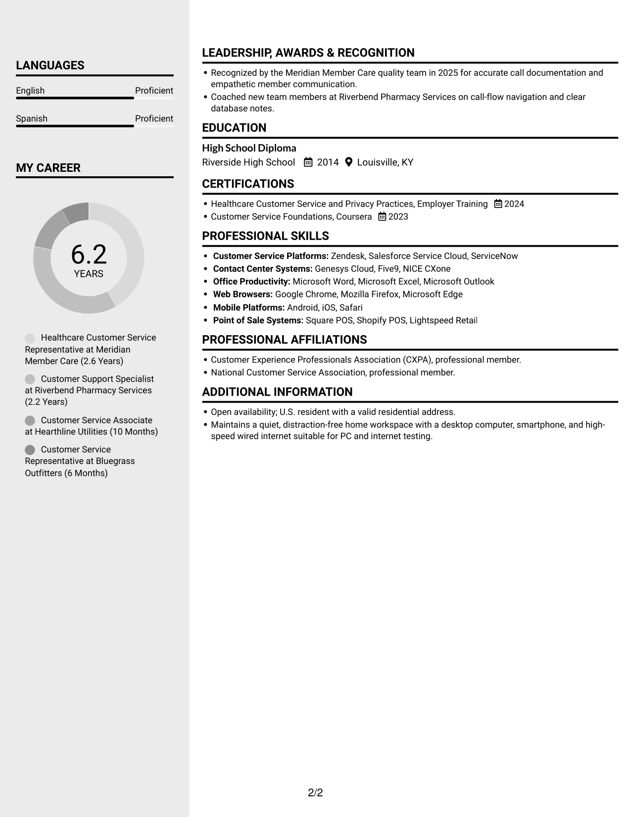 Resume example — page 2