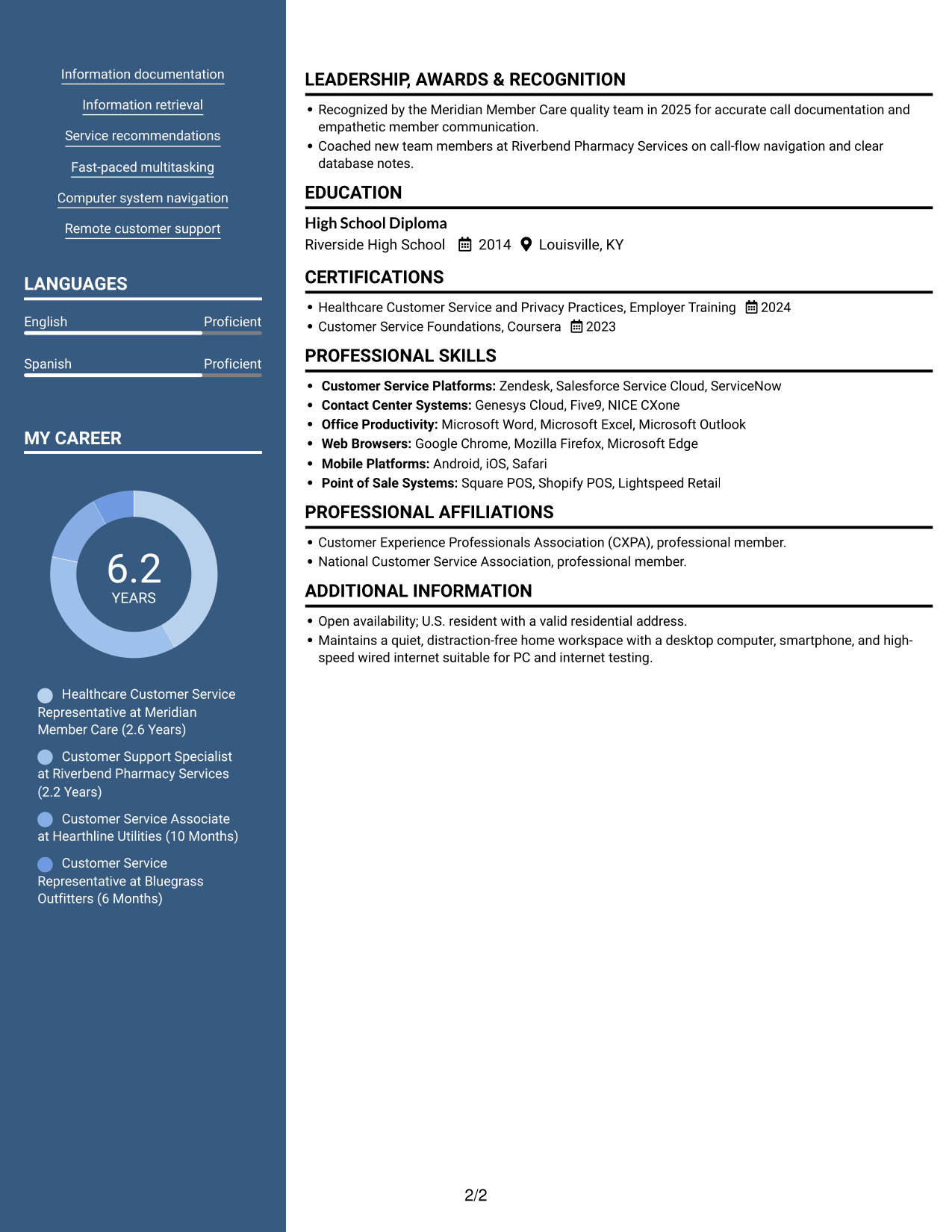 Resume example — page 2