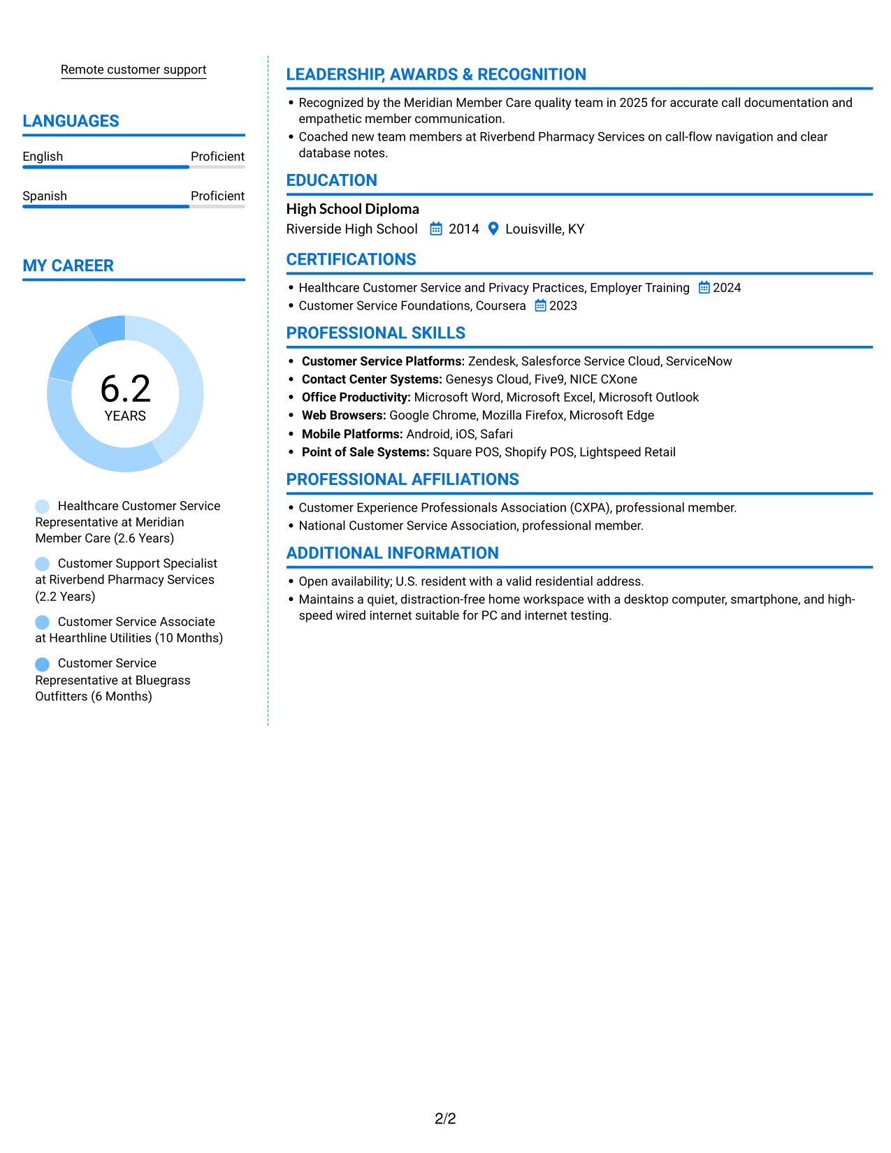 Resume example — page 2