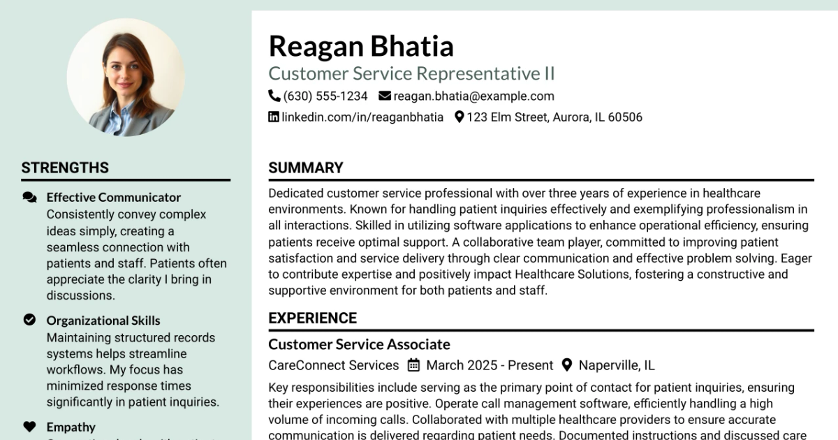 33 Customer Service Representative II Resume Templates with Example 2026 (ATS-Optimized)