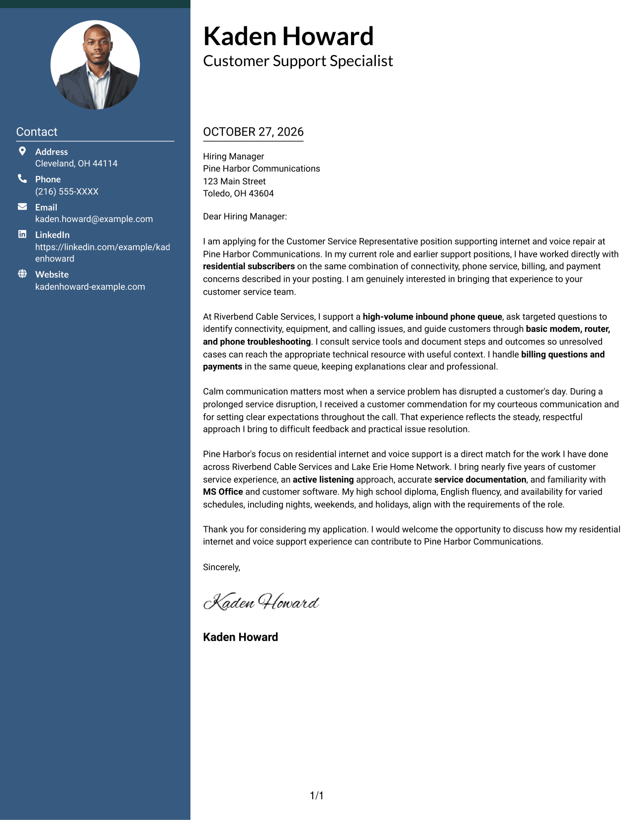 Cover letter example — page 1