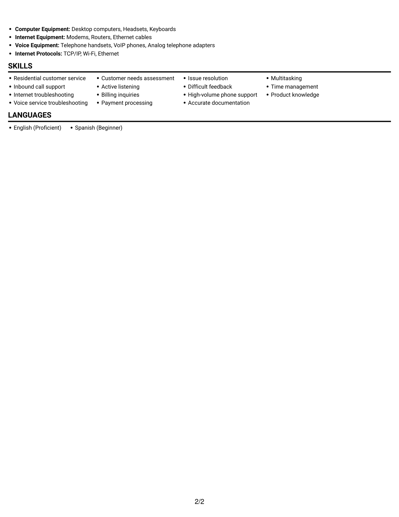 Resume example — page 2