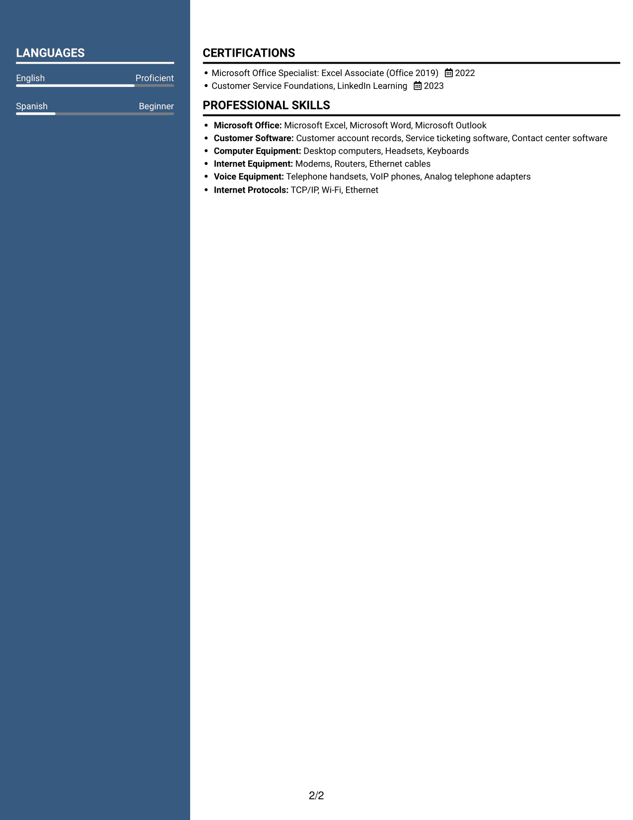 Resume example — page 2