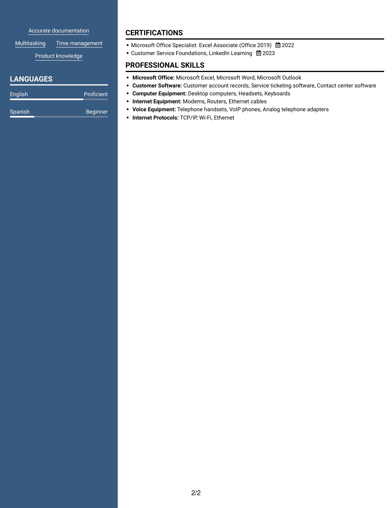 Resume example — page 2