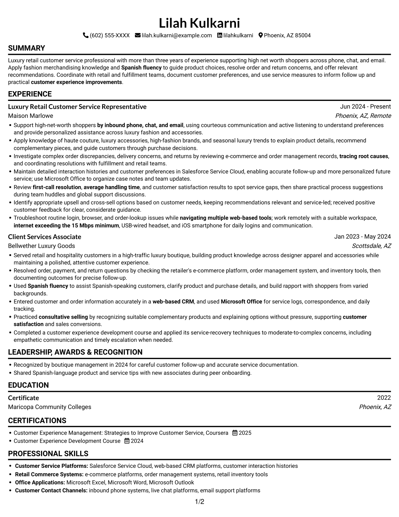 Resume example — page 1