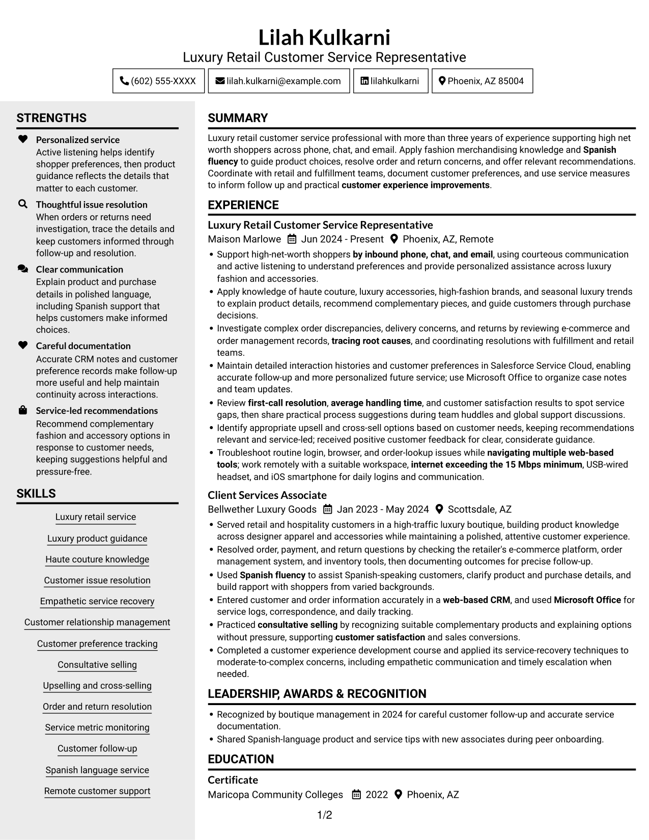 Resume example — page 1