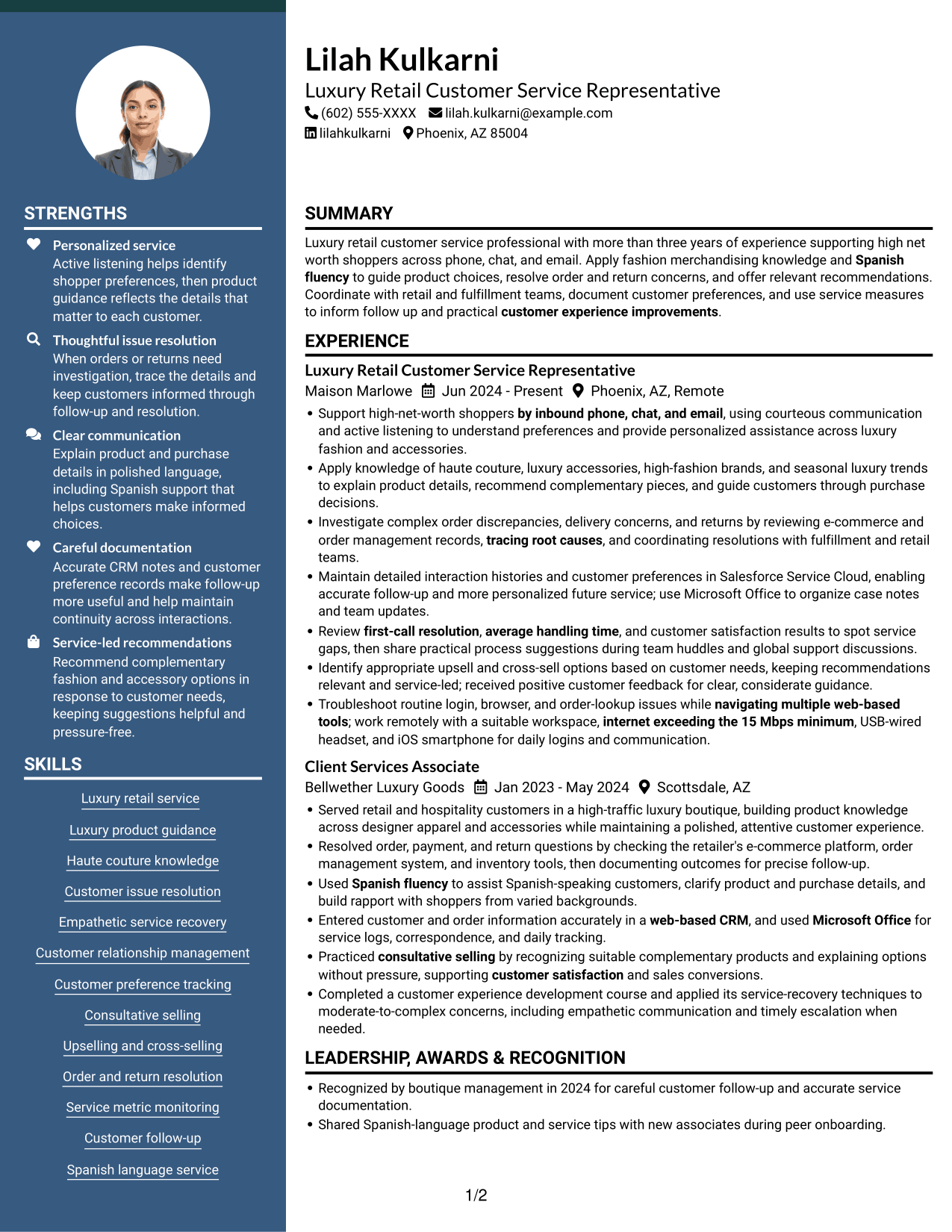 Resume example — page 1