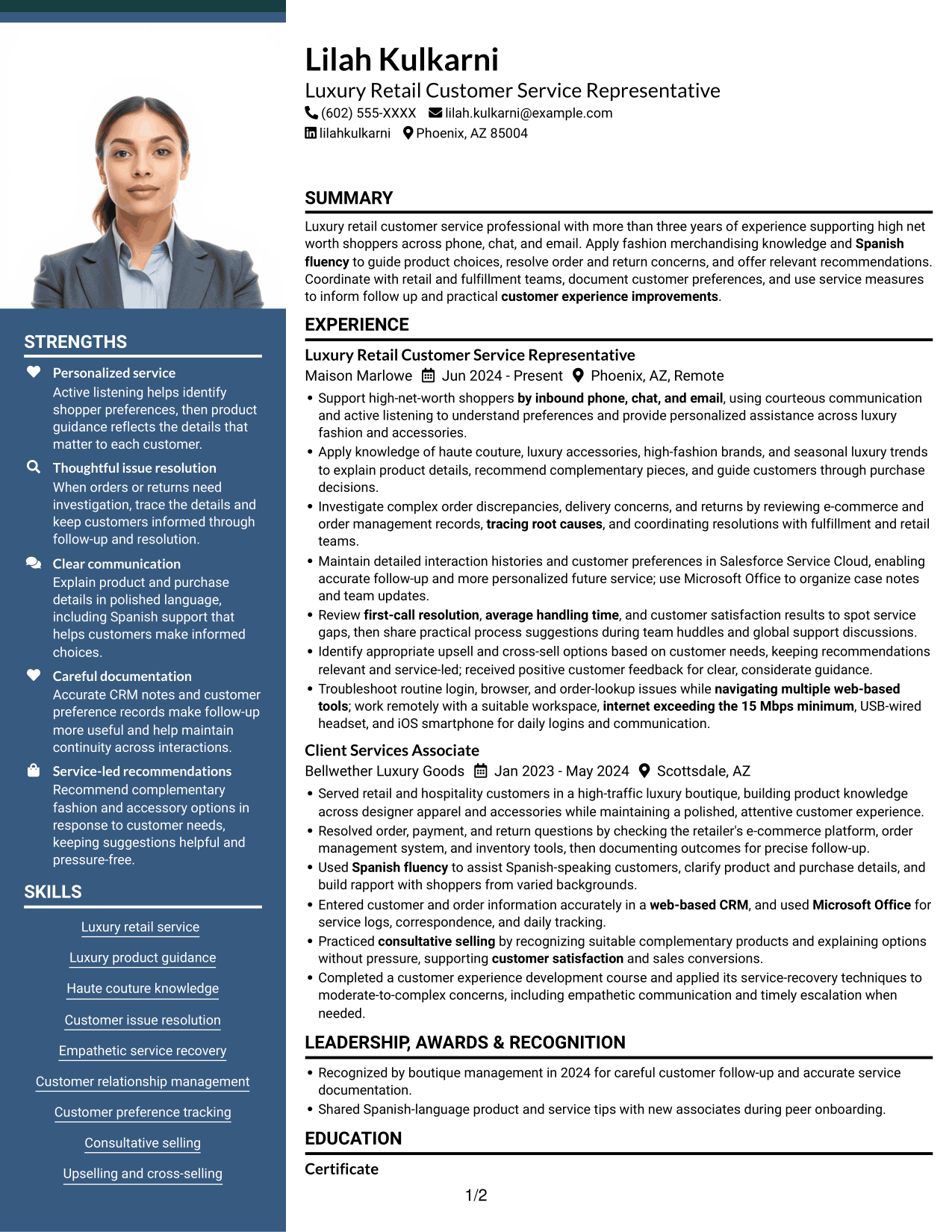 Resume example — page 1