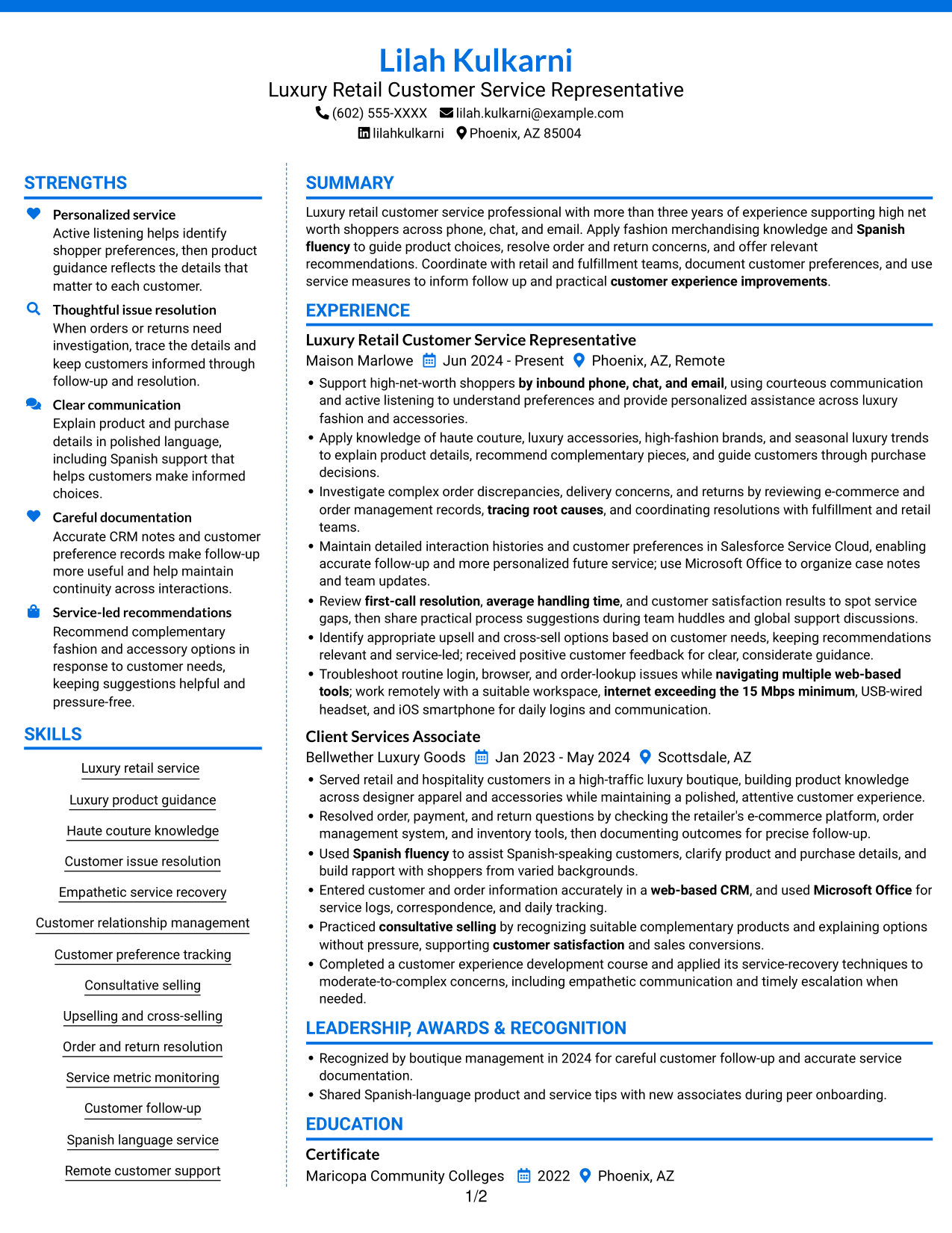 Resume example — page 1