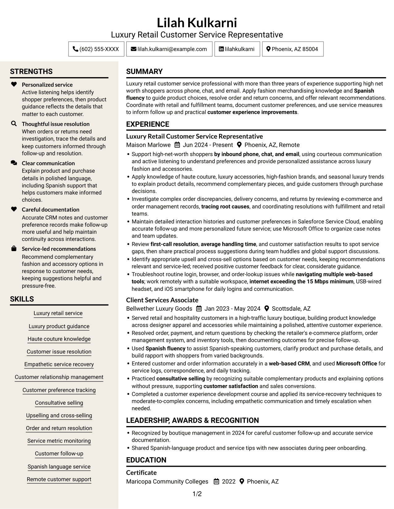 Resume example — page 1