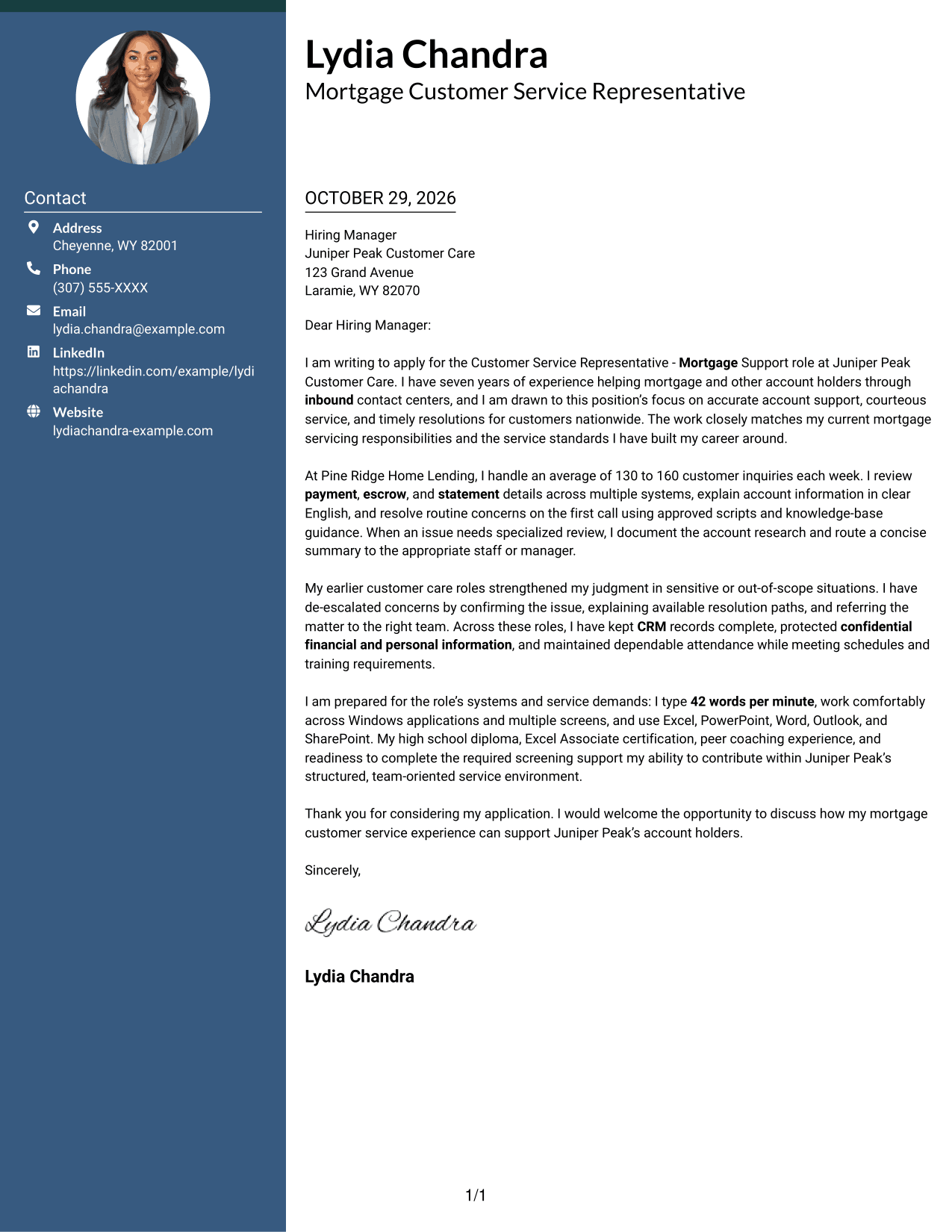 Cover letter example — page 1