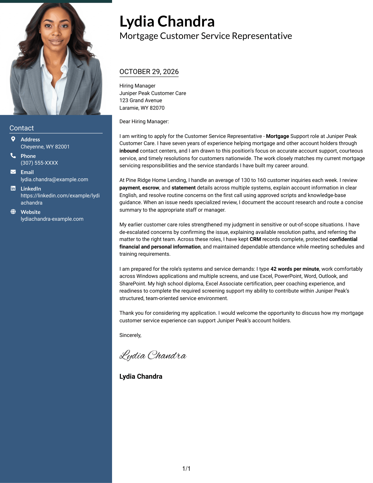 Cover letter example — page 1