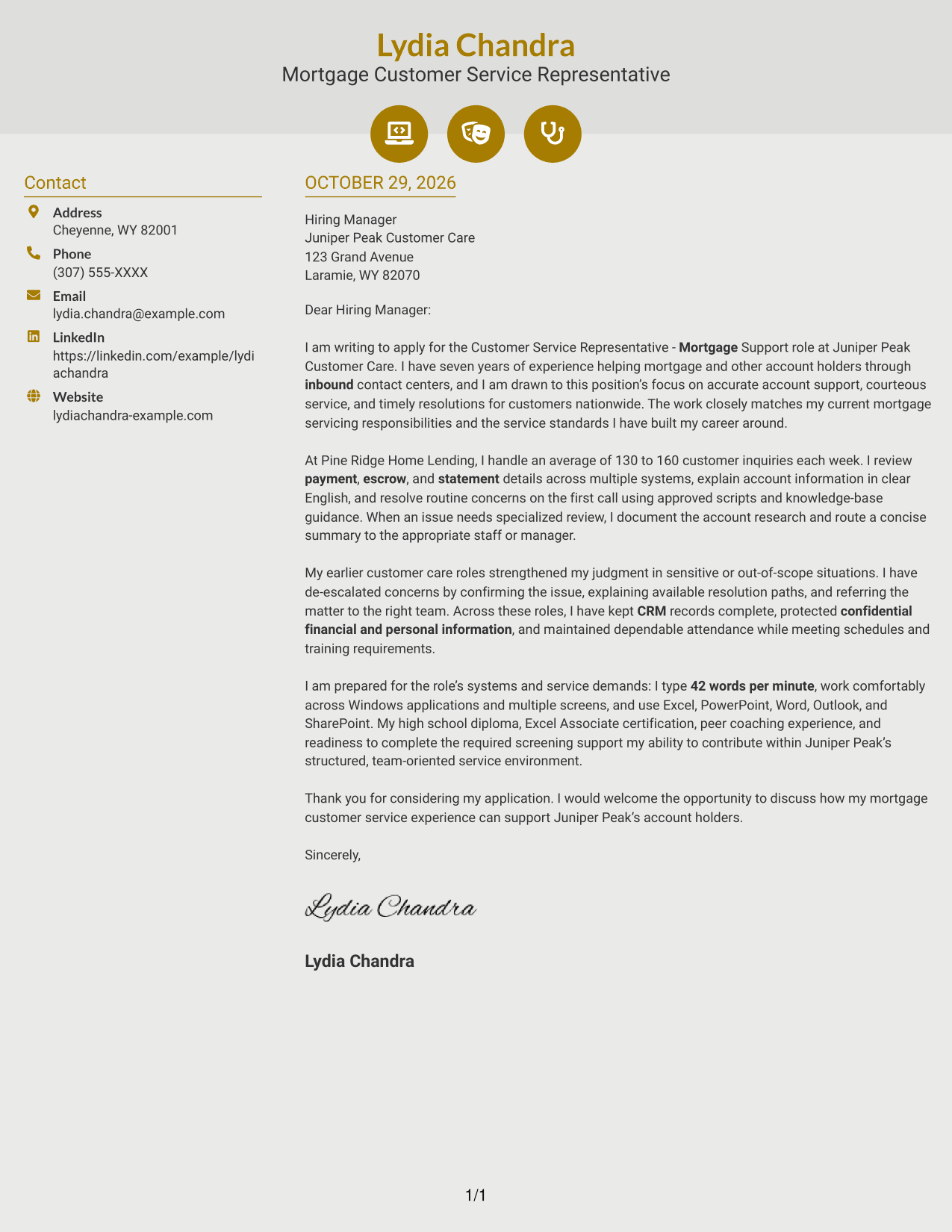 Cover letter example — page 1